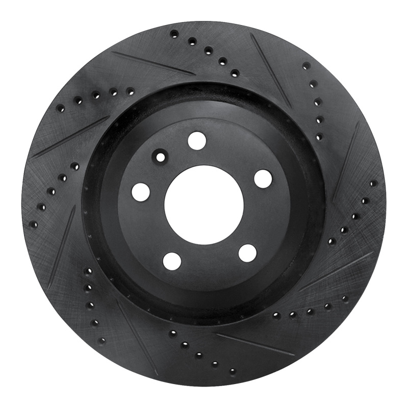 Audi A6 Quattro Brake Rotor (1) - Rear Right - R1 Concepts - Drilled & Slotted - Black - `05-`11
